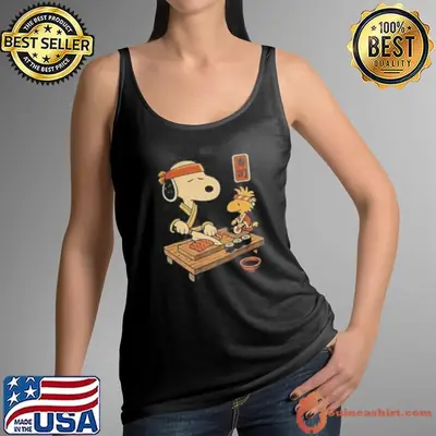 Snoopy and Woodstock sushi Japan food shirt