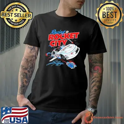 Landon Huffman racing to rocket city signature shirt