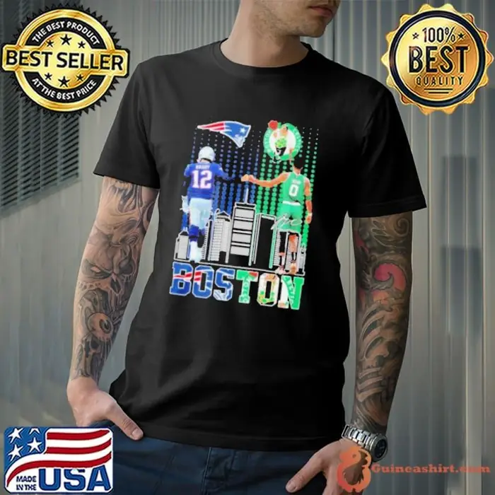 12 Tom Brady And 0 Jayson Tatum Boston Sports Teams Skyline Signatures Unisex