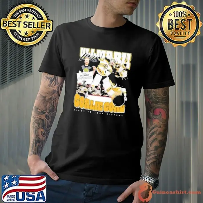 Boston Bruins Linus Ullmark Goalie Goal First In Team History Unisex