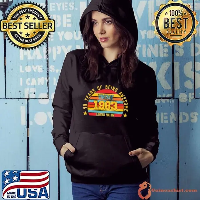 40 Years of being Awesome Old Vintage 1983 Limited Edition 40th Birthday Hoodie