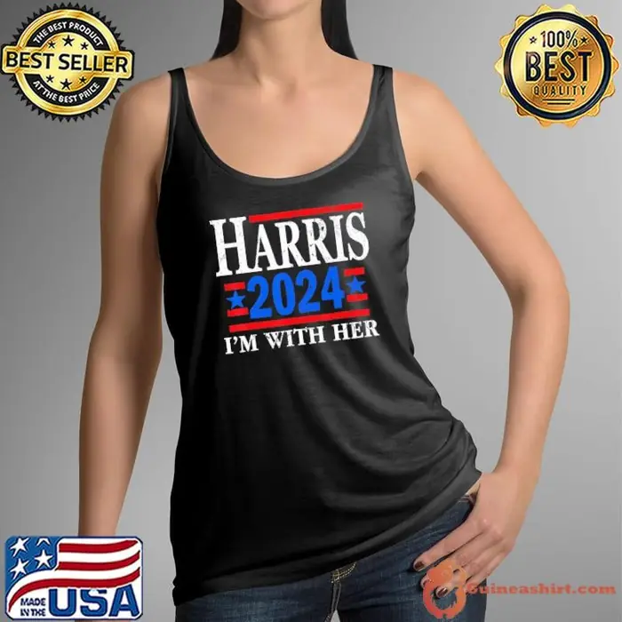 Harris 2024 I'm With Her Blue Stars Red line Election Tank Top