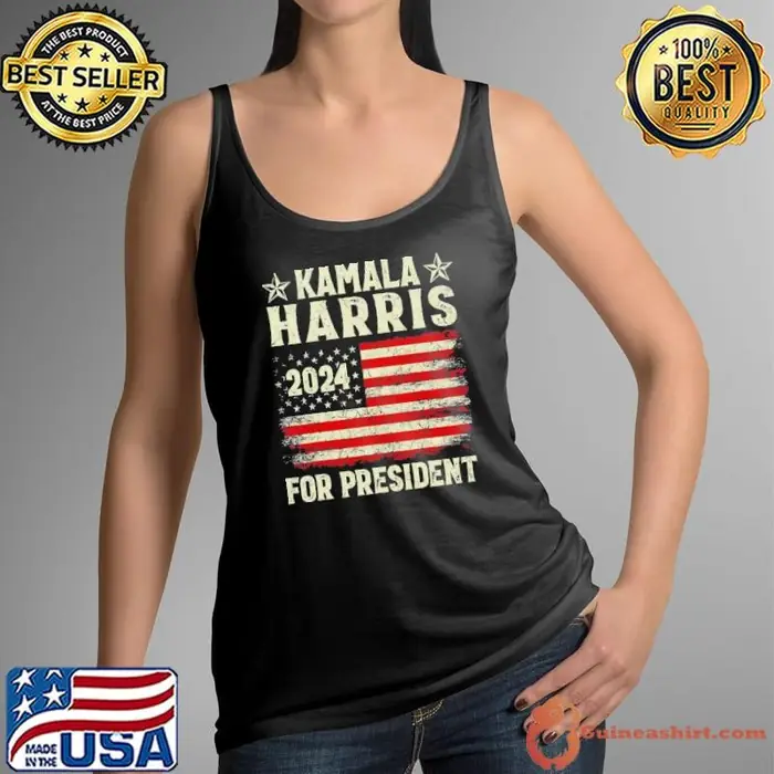 Kamala Harris 24 for the People President Stars American Flag Tank Top