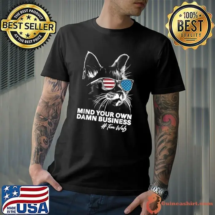 Mind Your Own Damn Business Harris Waltz Cat Lady Sunglasses USa Flag Unisex