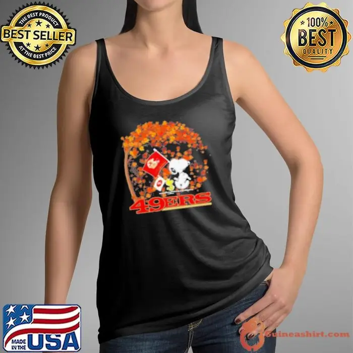 Peanuts Snoopy And Woodstock Parade Flag San Francisco 49Ers In The Fall Tank Top