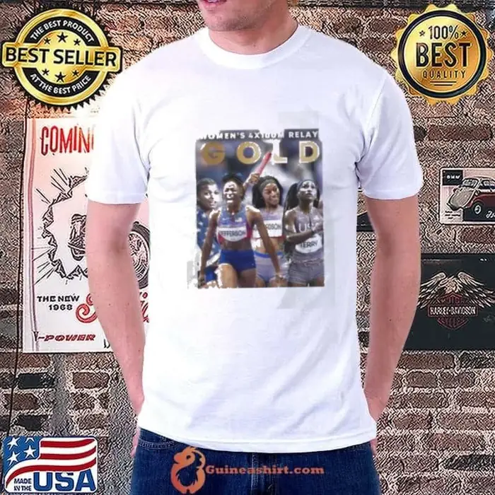 Team USA Gold Medal Women’s 4x100m Relay Paris Olympic 2024 Poster Unisex
