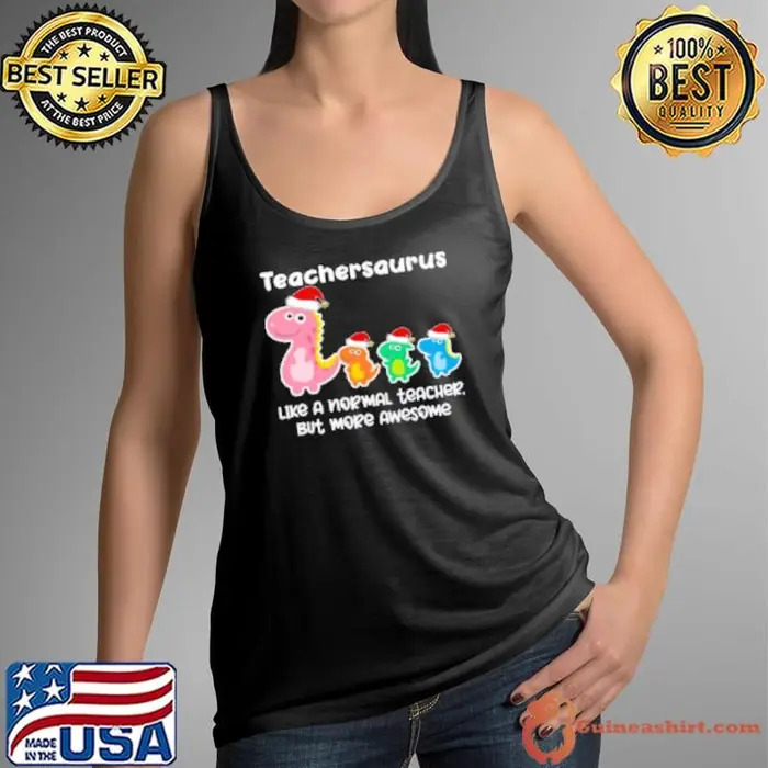 Christmas Teachersaurus Teacher Tank Top