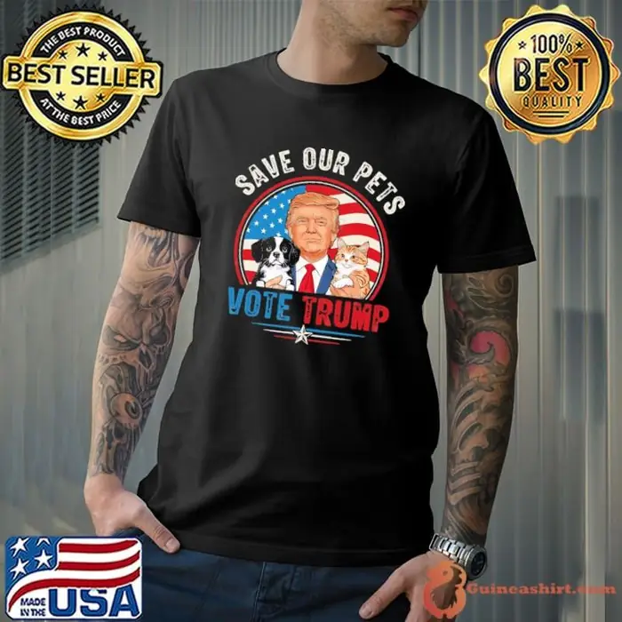 Save Our Pets Vote For Trump 2024 USa Flag Dog And Cat Unisex