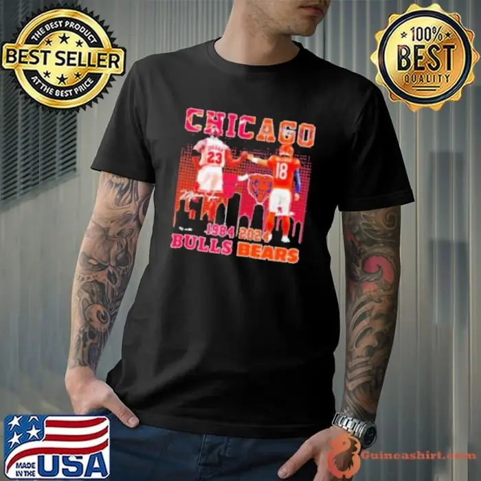 Chicago Bulls Michael Jordan and Chicago Bears Caleb Williams 1984 2024 signatures Unisex