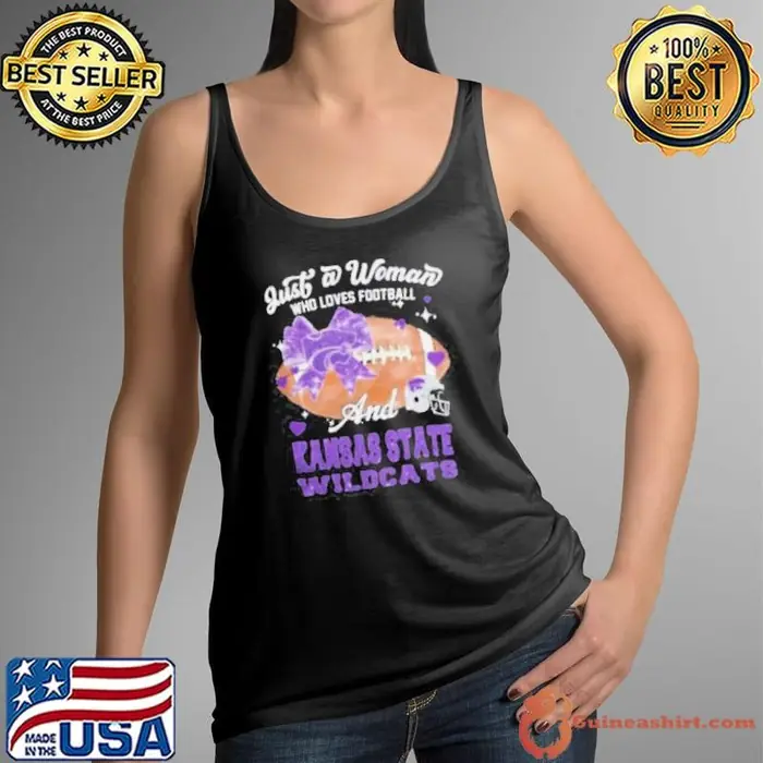 Just A Woman Who Loves Football And Kansas State Wildcats Helmet Tank Top