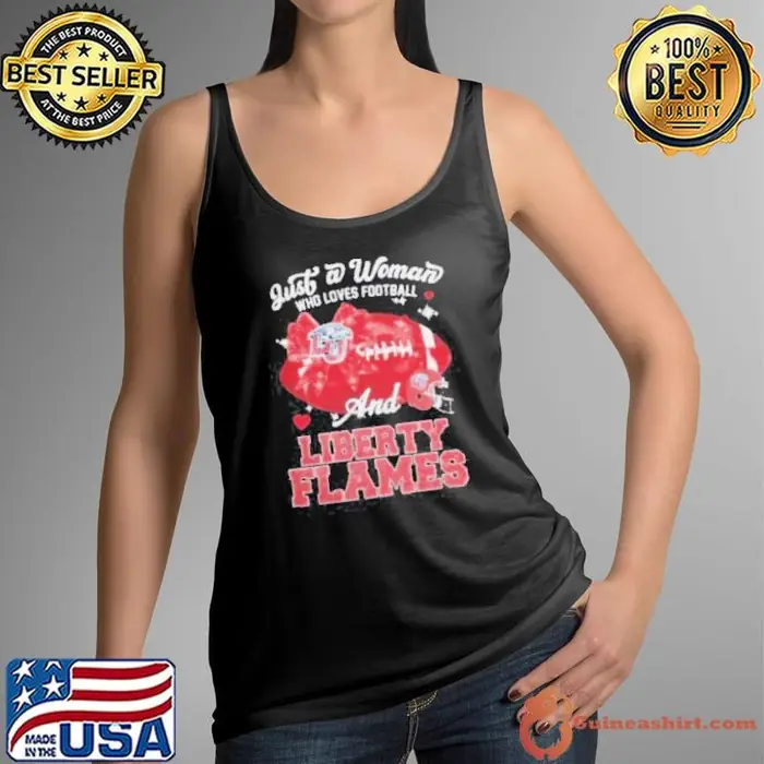 Just A Woman Who Loves Football And Liberty Flames Helmet Tank Top