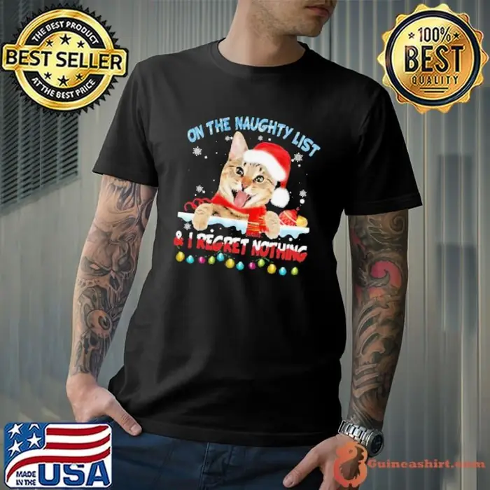 On the naughty list and I regret nothing Cat Christmas fairy light Unisex