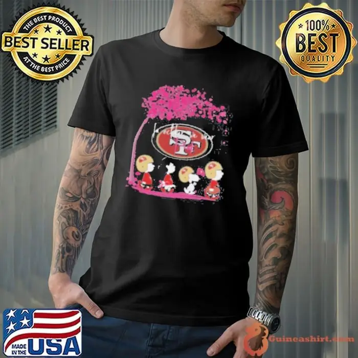Peanuts Characters San Francisco 49ers In October We Wear Pink 2024 Unisex