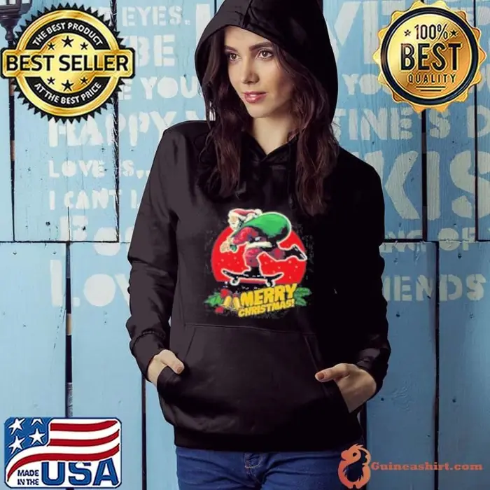 Santa Skateboard Merry Christmas Essential Hoodie