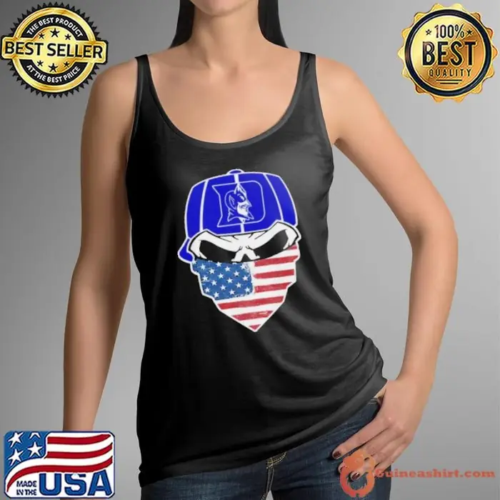 Skull Face Mask American Flag Hat Duke Blue Devils Tank Top