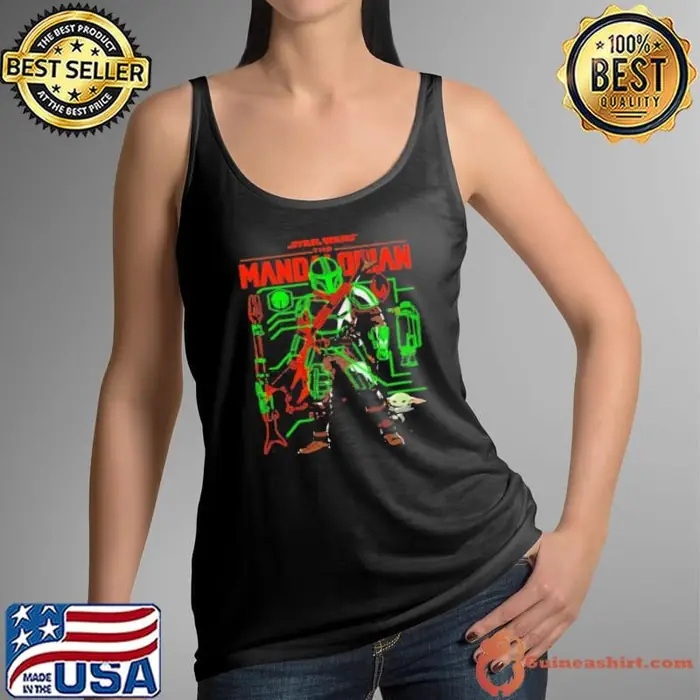 Star Wars The Mandalorian Neon Schematics Baby Yoda Tank Top