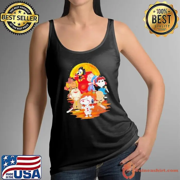 The Peanuts Snoopy And Friends Horror Face On The Moon Tank Top