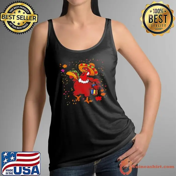 Awesome Turkey Eating Taco Thanksgiving Day Mexican Food Fall Autumn Tank Top