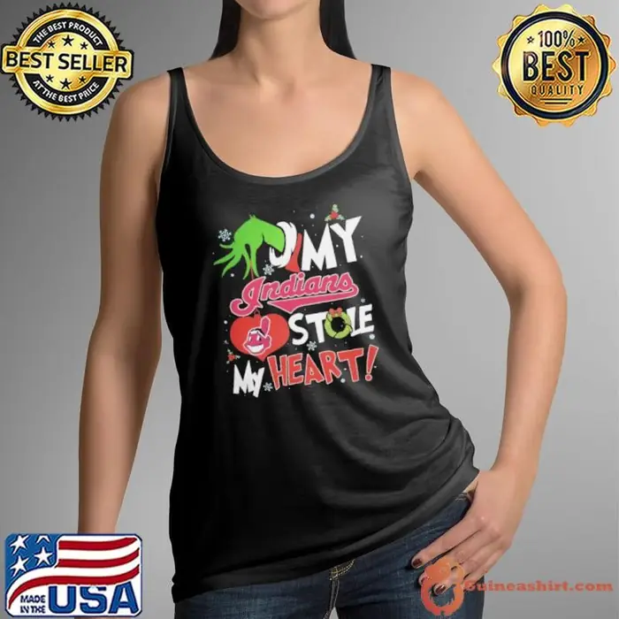 Grinch Hand My Cleveland Guardians Stole My Heart Christmas 2024 Tank Top
