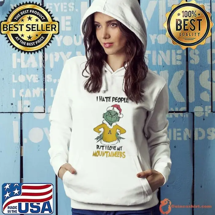 I Hate People But I Love My Appalachian State Mountaineers Grinch Merry Christmas Hoodie