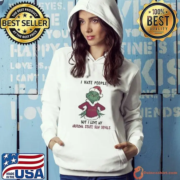 I Hate People But I Love My Arizona State Sun Devils Grinch Merry Christmas Hoodie