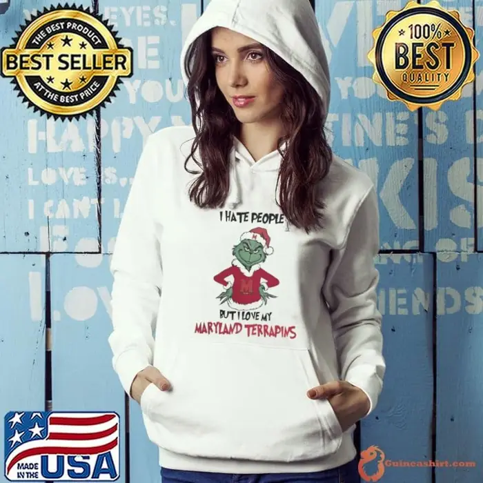 I Hate People But I Love My Maryland Terrapins Grinch Merry Christmas Hoodie