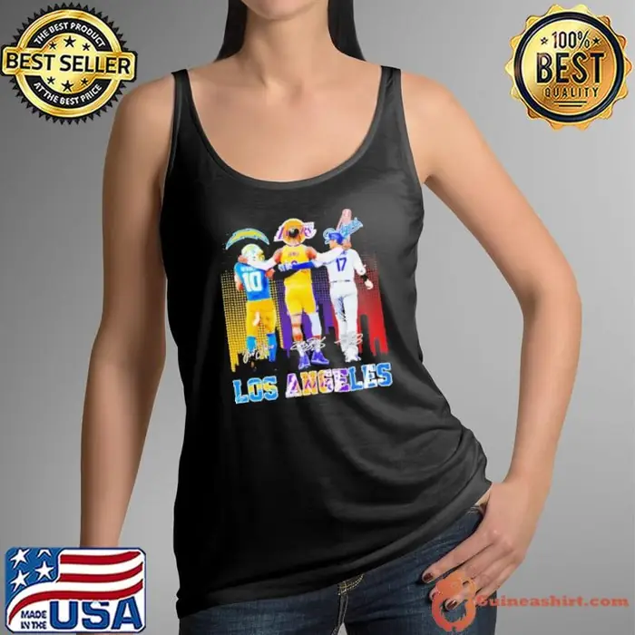 Los Angeles teams Chargers Lakers Dodgers players Herbert James Ohtani signatures Tank Top
