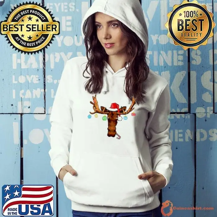Reindeer Santa hat moose Christmas ball 2024 Hoodie