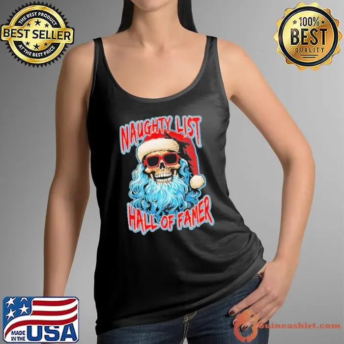 Santa claus skeleton naughty list hall of famer Tank Top