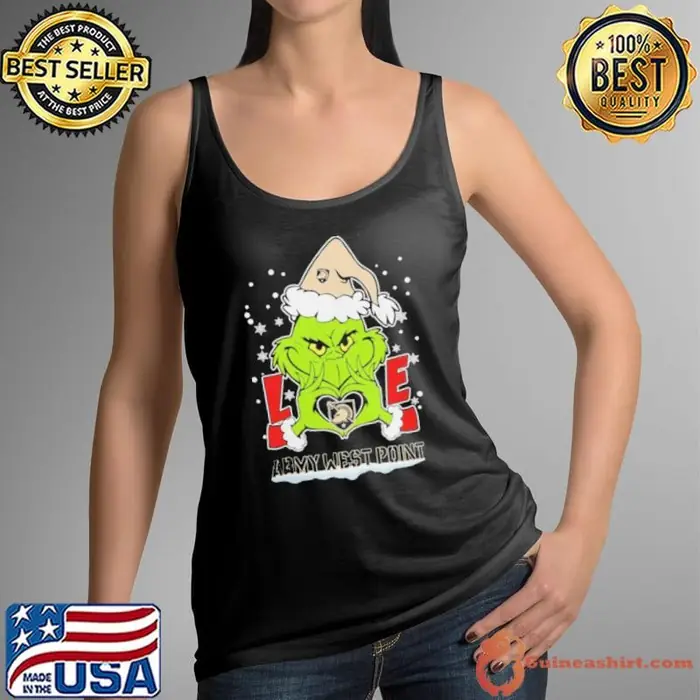 The Grinch Love Heart 2024 Army Black Knights Football Christmas Tank Top