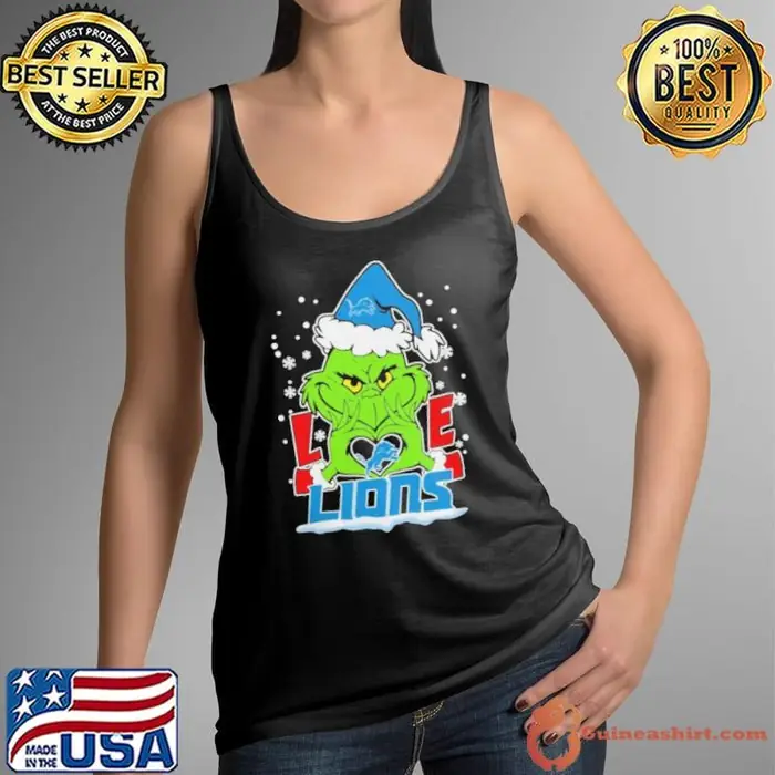 The Grinch Love Heart 2024 Detroit Lions Football Christmas Tank Top