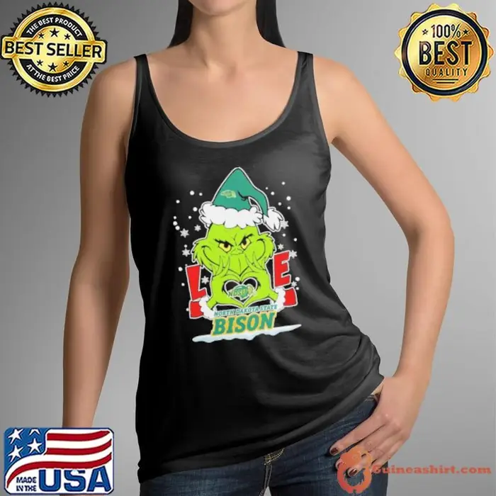 The Grinch Love Heart 2024 North Dakota State Bison Football Christmas Tank Top