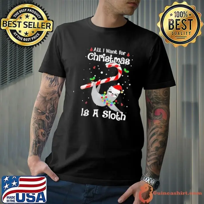 All i want for Christmas is a sloth ligh santa hat Unisex