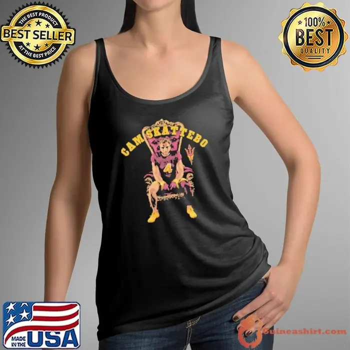 Official Cameron Skattebo Arizona State Sun Devils King Cam Crew Graphic Tank Top