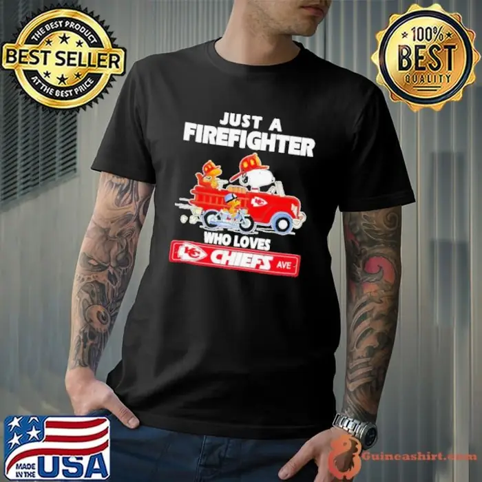 Snoopy and Woodstock Driver Just a Firefighter Who Loves Kansas City Chiefs Unisex