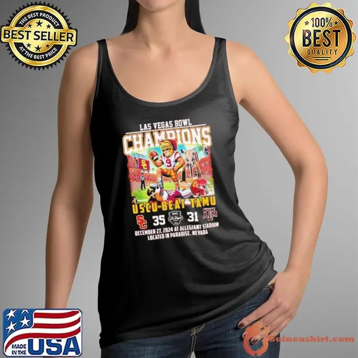 USC Trojans Beat Texas A&M Aggies 2024 Las Vegas Bowl Champions 35 31 Dec 27 2024 Allegiant Stadium Mascot Tank Top