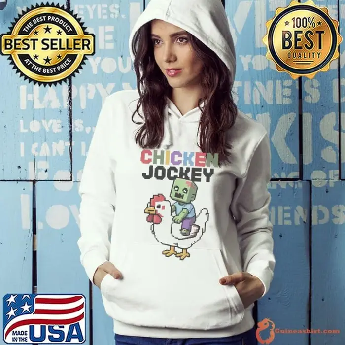 Chicken Jockey Zombie Pixel Art Zombie Gamer Style Hoodie