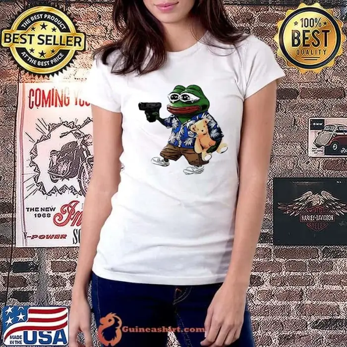 Creasy Fren Frog Holding Bear Gun Ladiestee
