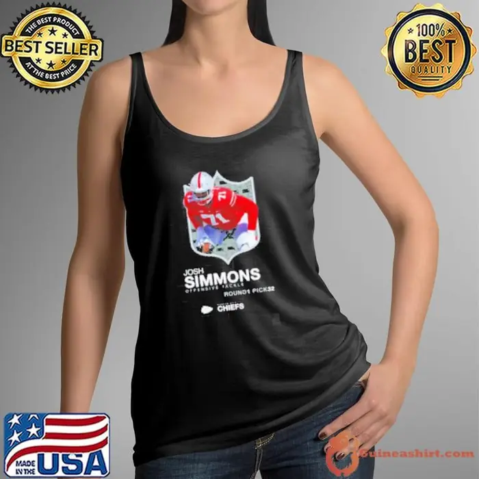 Josh Simmons Offensive Tackle Round 1 Pick 32 Kansas City Chiefs Football NFL 2025 Tank Top