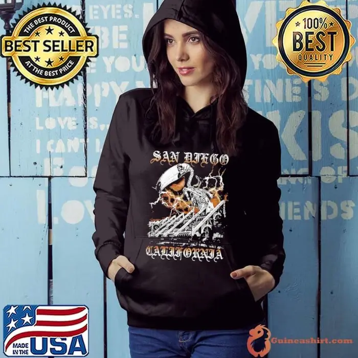 San Diego California skeleton flamingo lightning Hoodie