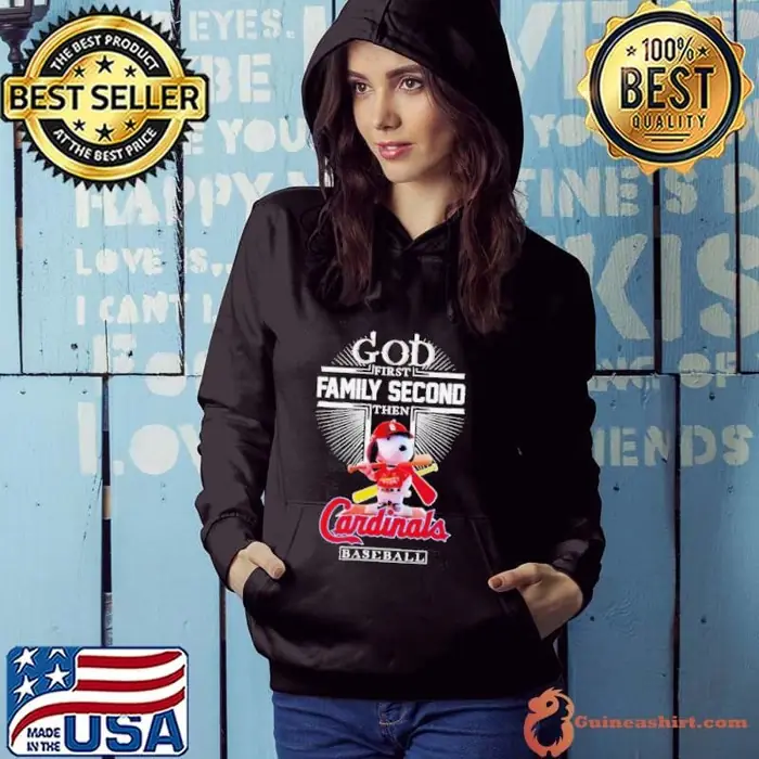 Snoopy God first family second then Cardinals baseball Hoodie
