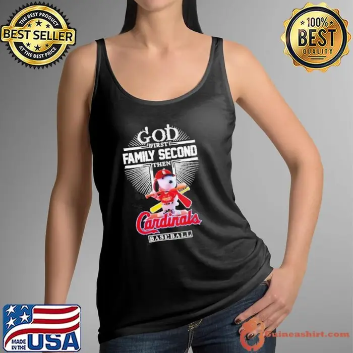Snoopy God first family second then Cardinals baseball Tank Top