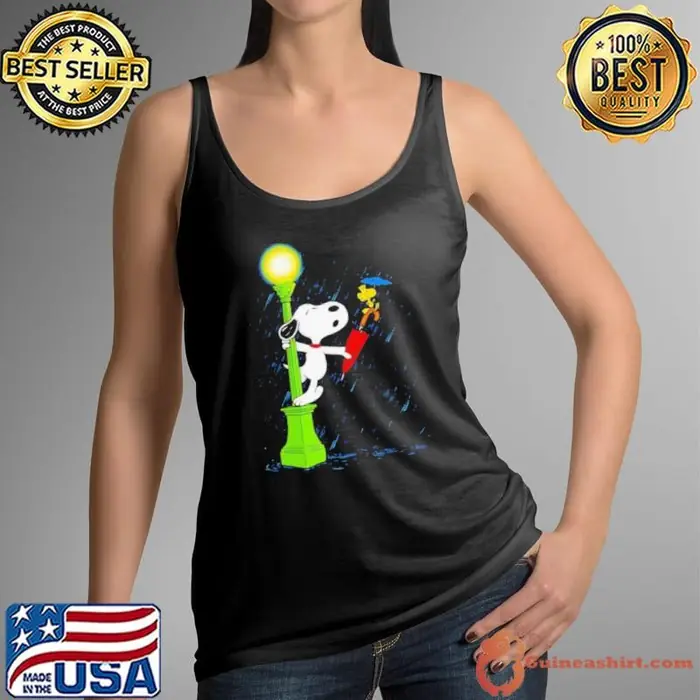 Snoopy and Woodstock singing in the rain Tank Top